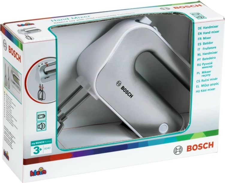 Mikser lodër dore, Klein Bosch, 9240, me rrahëse rrotulluese, me bateri AA, argjendtë