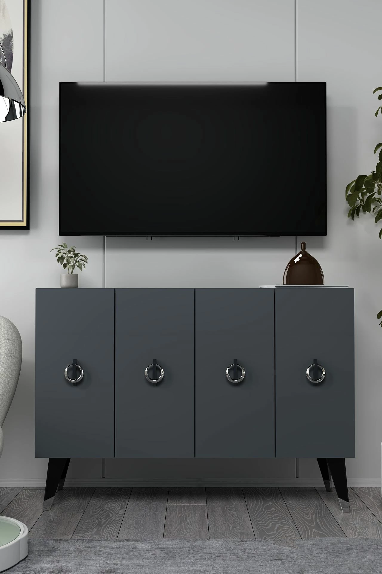 Konsol Skye Decor, anthracite, e zezë, argjend, 8184KM-32