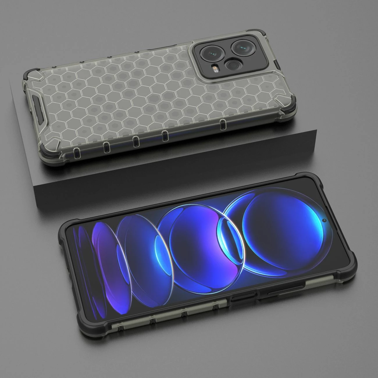 Mbështjellës Hurtel Honeycomb për Xiaomi Redmi Note 12 Pro+, i zi