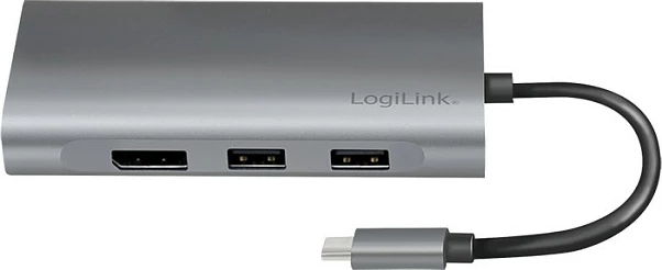 Docking station LogiLink USB-C, 8 porta, USB 3.2 Gen1, PD, argjendtë