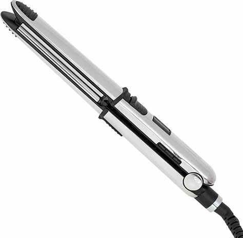 Drejtues flokësh CAMRY CR2320C me funksion jonik, pllaka titani 28x110 mm, 6 temperatura 130-230°C, ekran LCD, 55W, argjendtë/zi