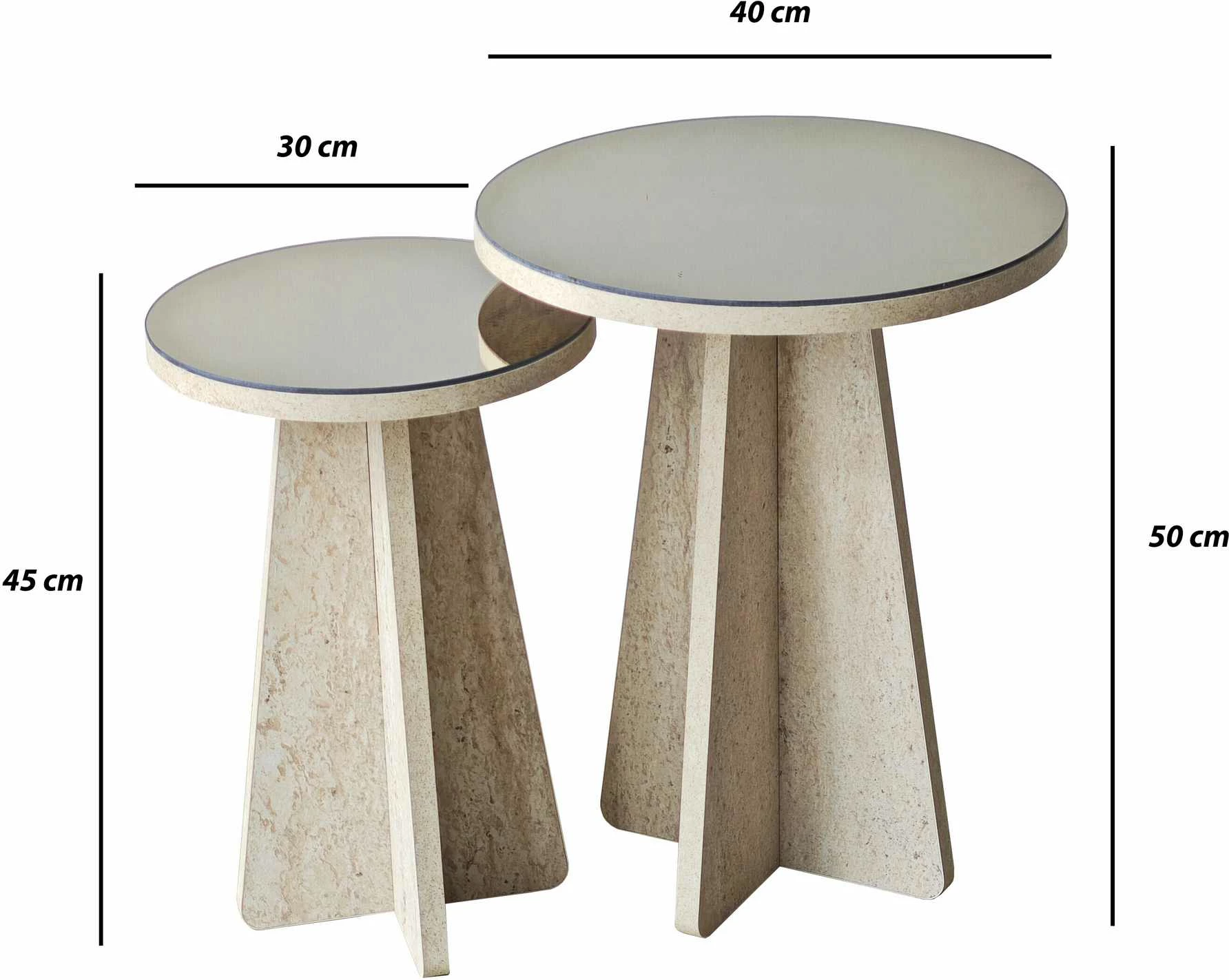 Set tavolinash anësore Skye Decor, Luna - Travertine