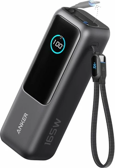 Powerbank Anker A1695H11 25000 mAh 165W me kabllo USB-C të integrume, e zezë