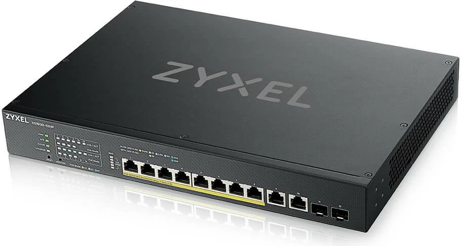 Switch i menaxhuar Zyxel XS1930-12HP, 12 porta, PoE 375W, 2x10GbE + 2xSFP+, i zi