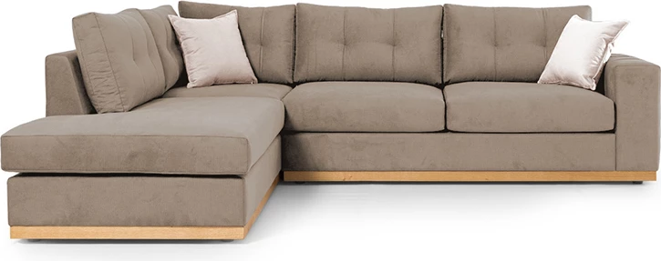 Divan qoshe Boston, kënd i djathtë, pëlhurë mocha-krem, 280x225x90 cm