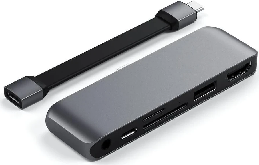 Docking station Satechi USB-C (USB-C 60W, 4K HDMI, USB-A, czytnik kart micro/SD, jack port) (gwiezdna szarość)