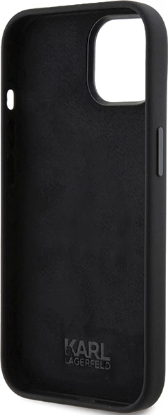 Mbështjellës Karl Lagerfeld Silicone Ikonik Metal Pin për iPhone 15 Plus / 14 Plus 6.7", i zi, me kuti