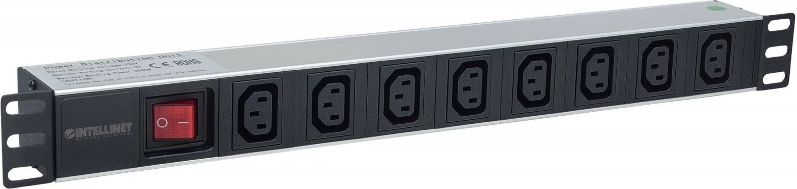 Prizë rack Intellinet 163620, 8 dalje C13, 1U, kabllo 2m, e zezë