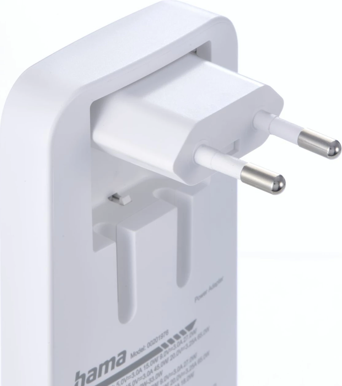 Karikues muri Hama GaN 65W, 2x USB-C, 1x USB-A, i bardhë, palosës