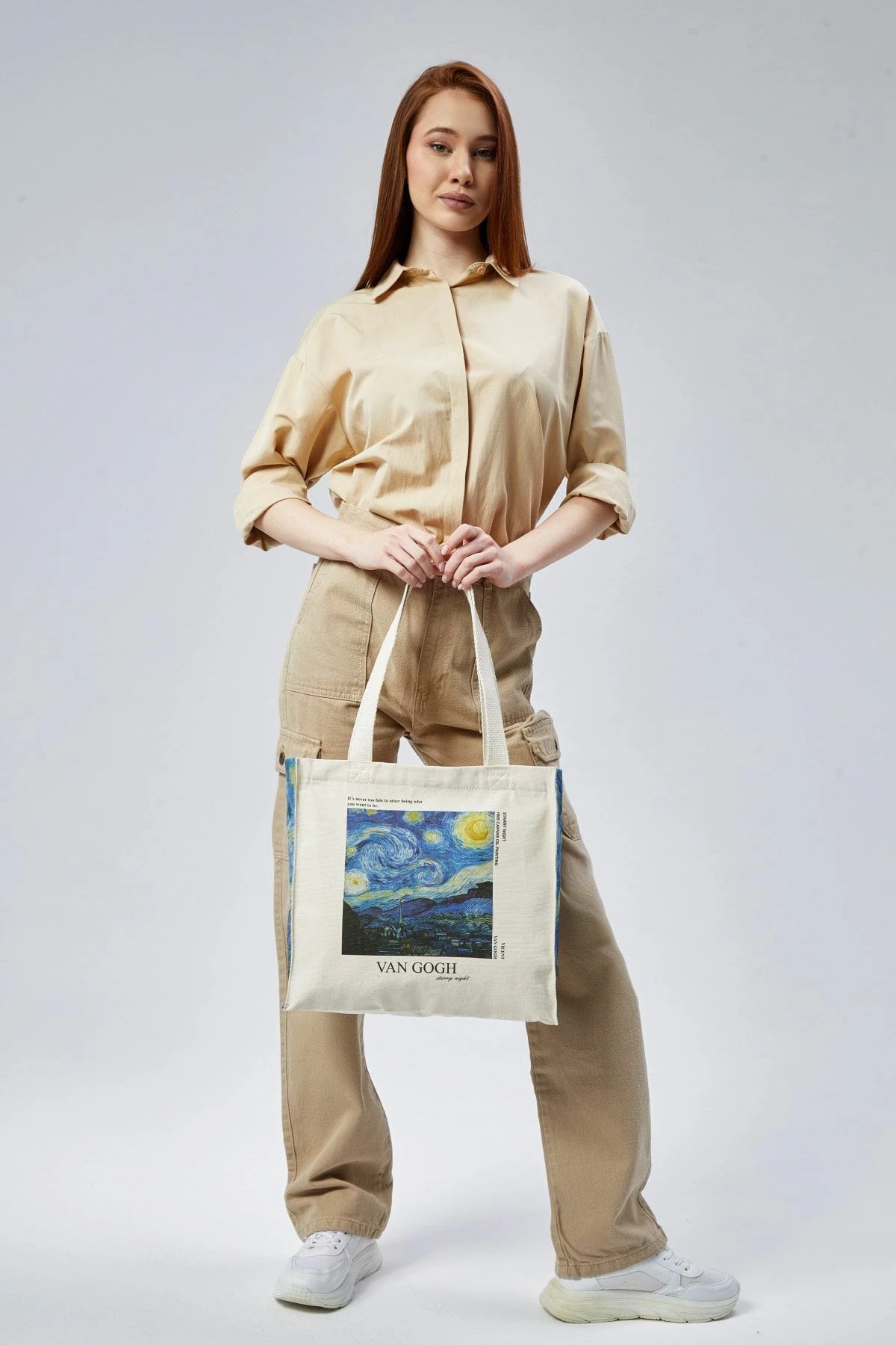 Torbë tote Zoozie Bags, krem, 2270, dizajn Van Gogh Starry Night