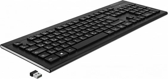 Tastierë DeLOCK Water-Drop, 2.4 GHz pa kabllo, Full-size QWERTZ me numpad, e zezë