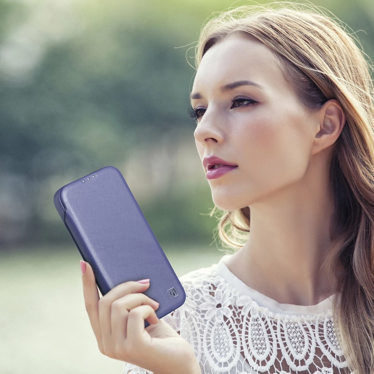 Mbështjellës iCarer CE Premium lëkurë folio për iPhone 14 Pro, MagSafe, vjollcë e lehtë