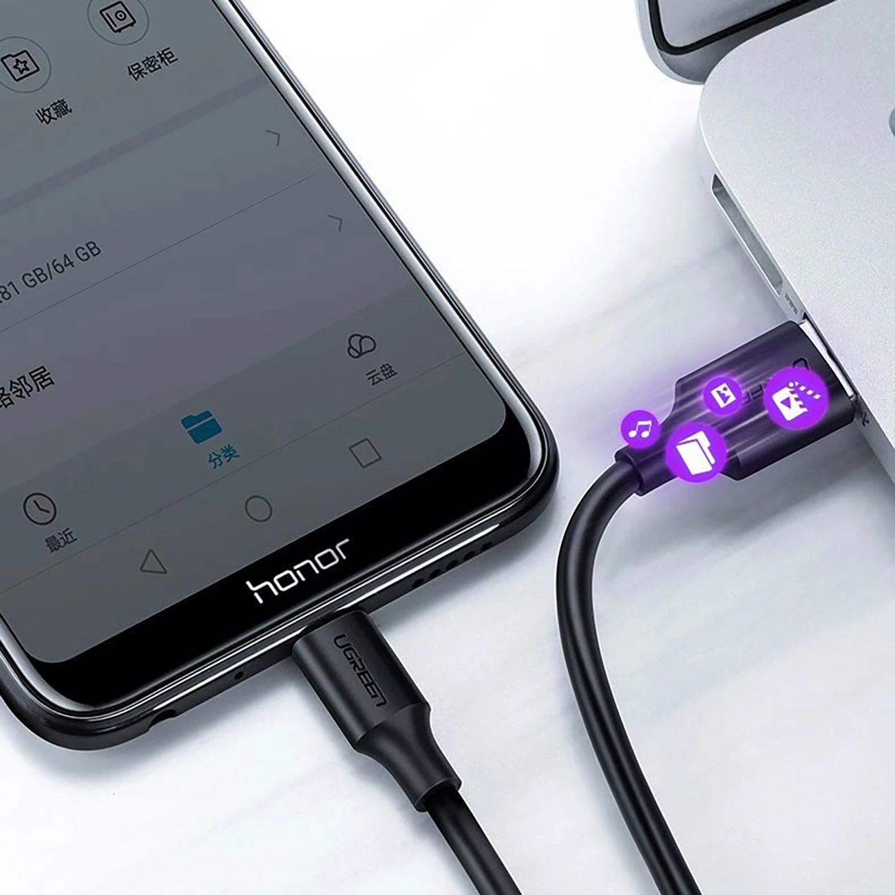 Kabllo Ugreen US289 60135, micro USB / USB-A, 0.5m, e zezë