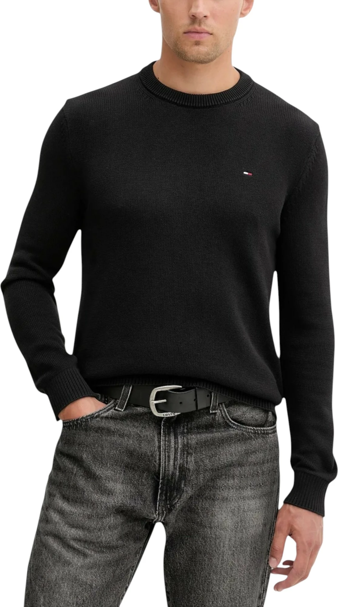 Xhemper për meshkuj Tommy Hilfiger Jeans TJM Slim Ess Sweater DM0DM21787, i zi