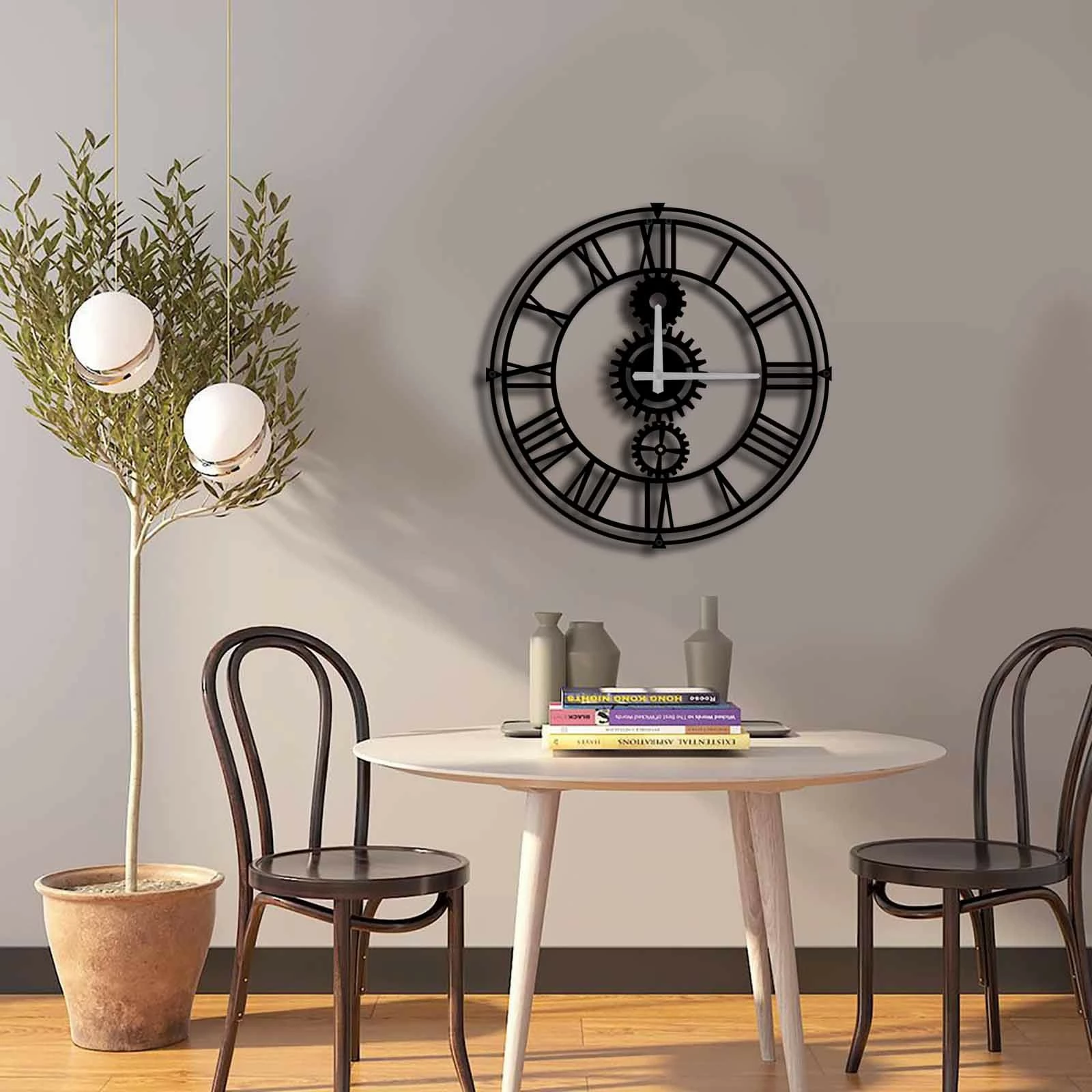 Orë muri dekorative metalike Wallity, MTS - 010, e zezë, 49x49cm
