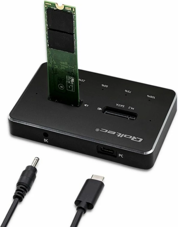 Doking stacion për SSD M.2 SATA Qoltec, 2x porta, e zezë