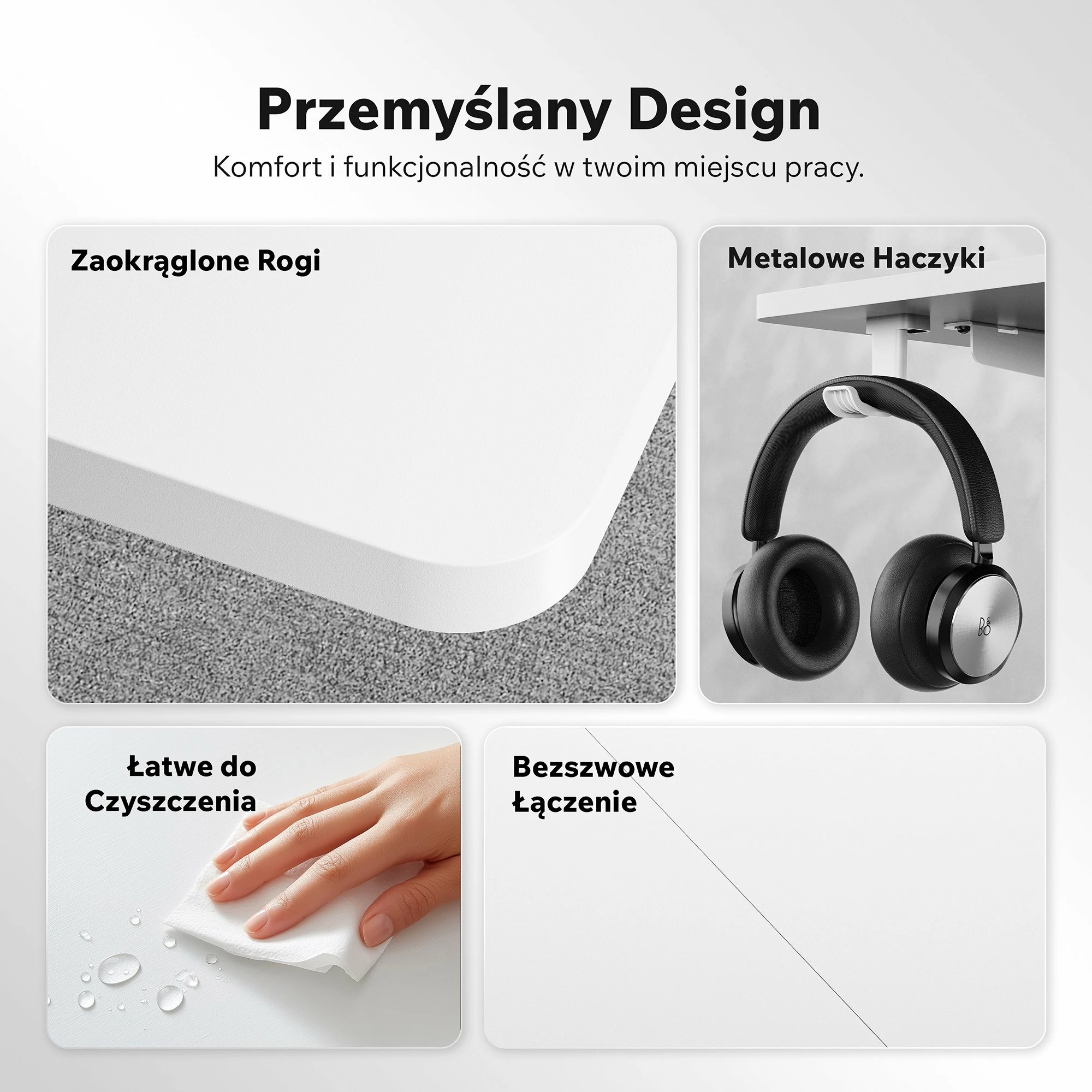 Tavolinë elektrike gaming SENSE7 NOJO LIGHT 140x70 cm, lartësi 72-118 cm, e bardhë