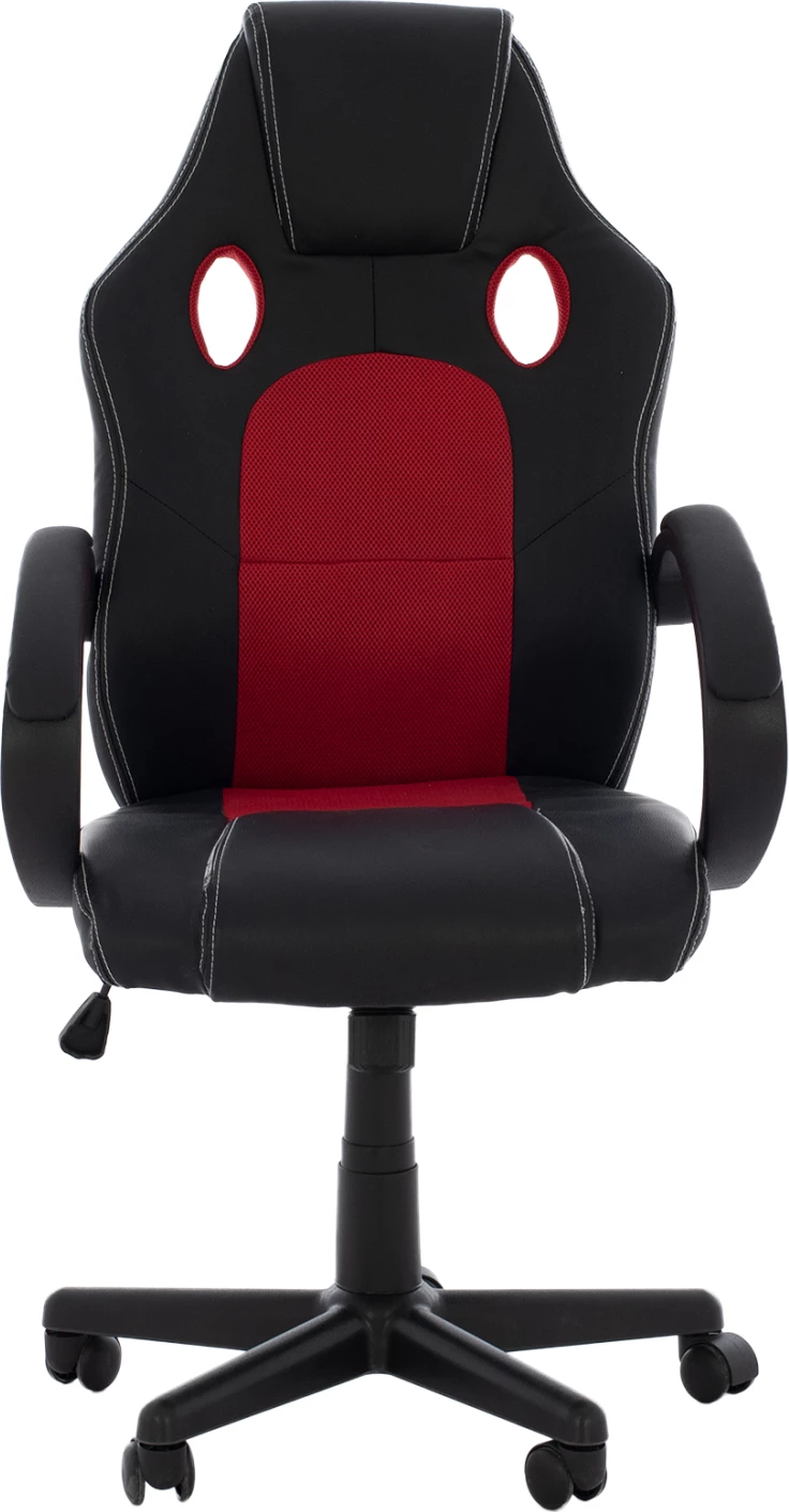 Karrige për zyre gaming bucket FH1041.01, e zezë me rrjetë të kuqe, 60x68x117