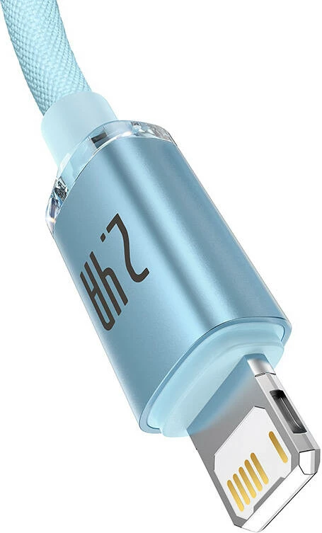 Kabllo USB-C në Lightning Baseus Crystal Shine CAJY001103, 1.2m, 2.4A, kaltër