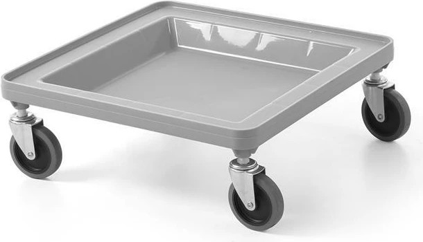 Karrocë me rrota për rafta enësh, Amerbox, 500x500x180 mm, gri