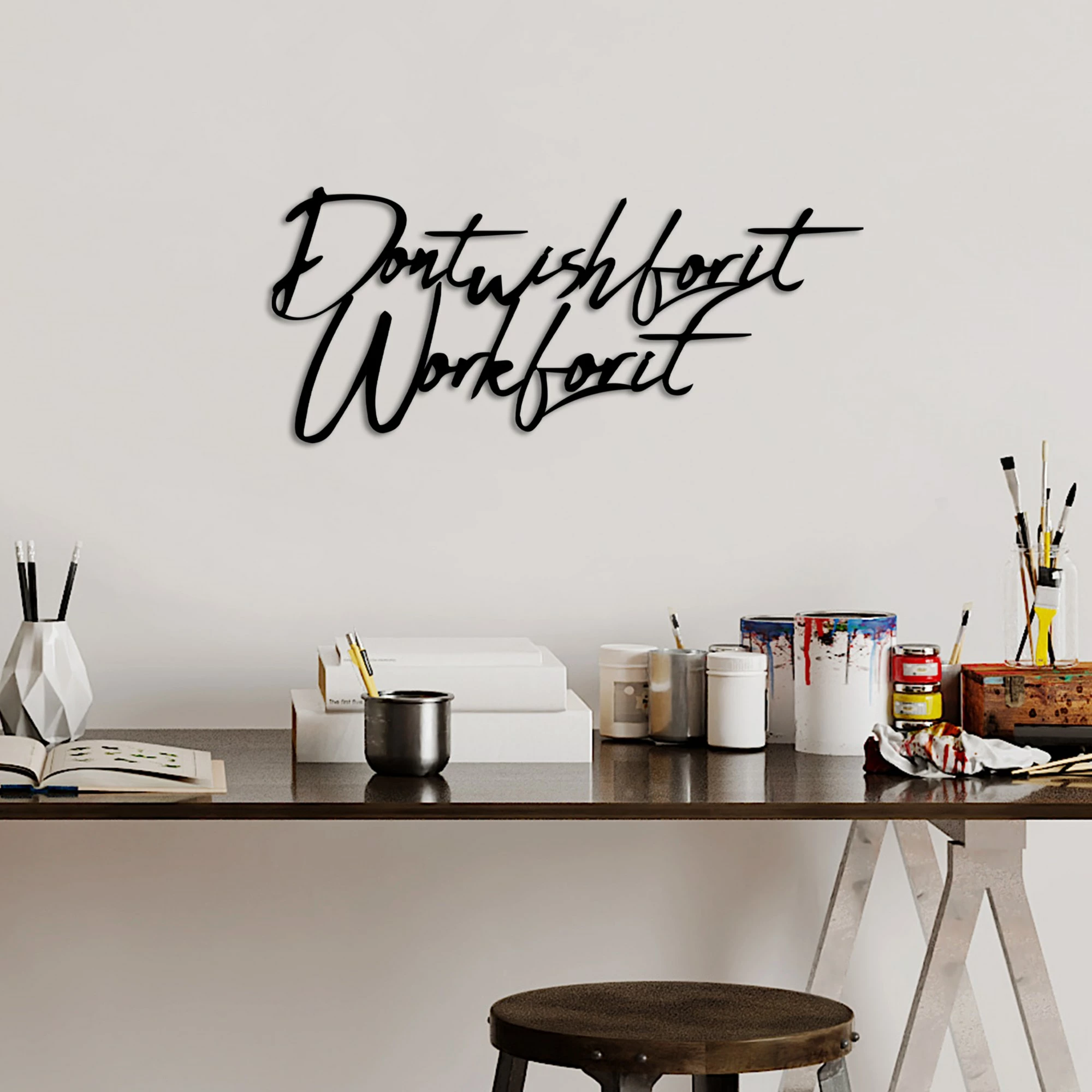 Aksesor dekorativ metalik për mur, Wallity, Wish Work