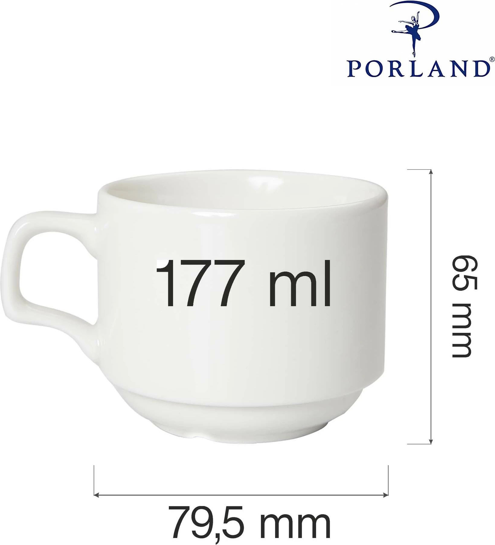 Filxhan i grumbullueshëm Porland Dove 322107, 200 ml, ngjyrë krem, set 6 copë