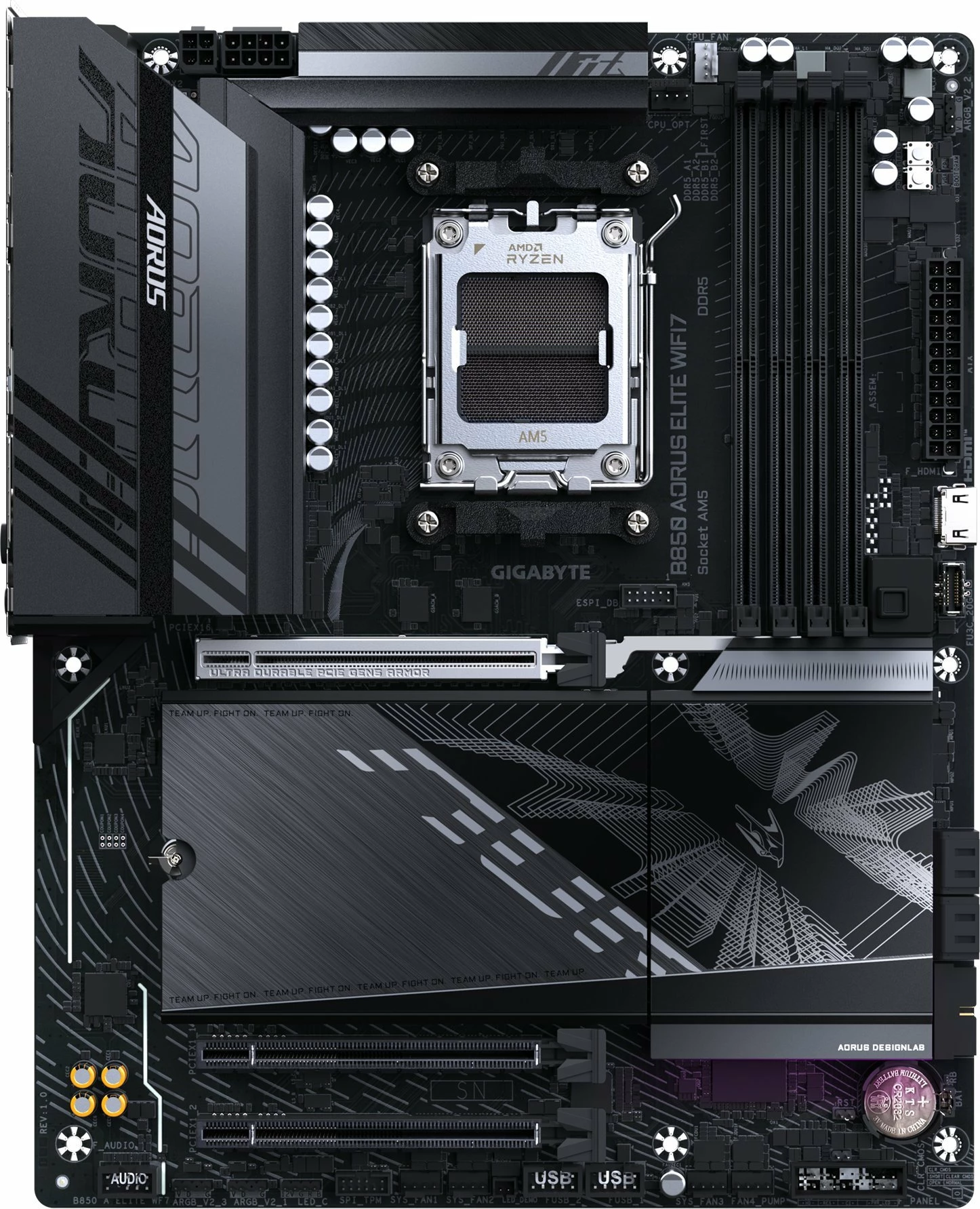 Pllakë amë Gigabyte B850 AORUS ELITE WIFI7, AM5, ATX, DDR5 256GB, PCIe 5.0, Wi‑Fi 7 + Bluetooth