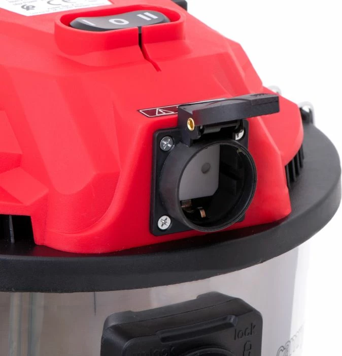 Fshesë me korrent industriale ADLER Camry CR7045 25L 3400W max, e thatë/e lagësht, me prizë për vegla, e kuqe/argjendtë