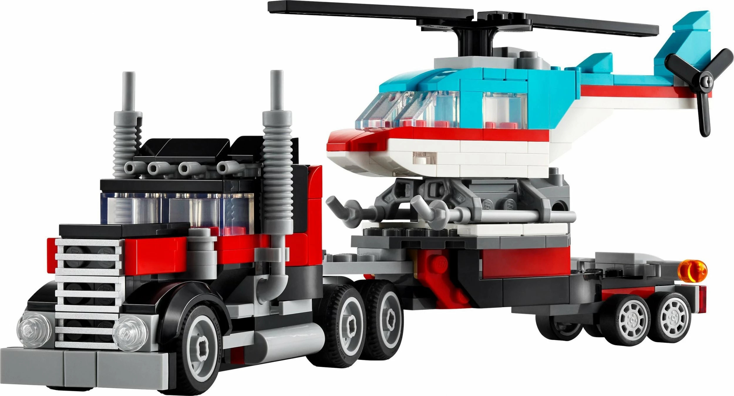 Set ndërtimi LEGO Creator 3-në-1 LEGO 31146 Kamion me platformë dhe helikopter 270 pjesë 7+