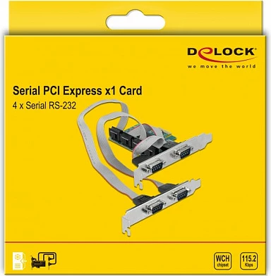 Kartelë zgjerimi PCIe DeLOCK 90410, 4x RS-232, low-profile, e gjelbër