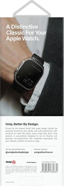 Rrip çeliku për Apple Watch UNIQ Osta, 42/44/45/49mm, i zi