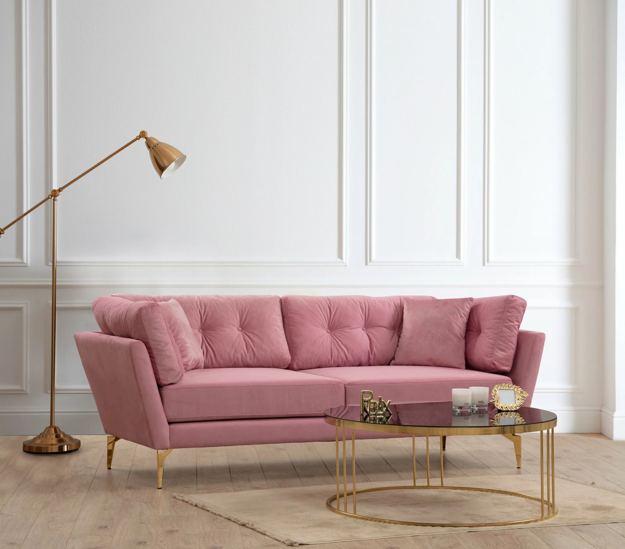 Divan treshe Atelier del Sofa, Mapa, ngjyrë rozë e zbehtë