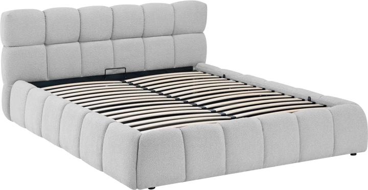 Krevat Jeby me hapësirë për depo, stof gri, 160x200cm