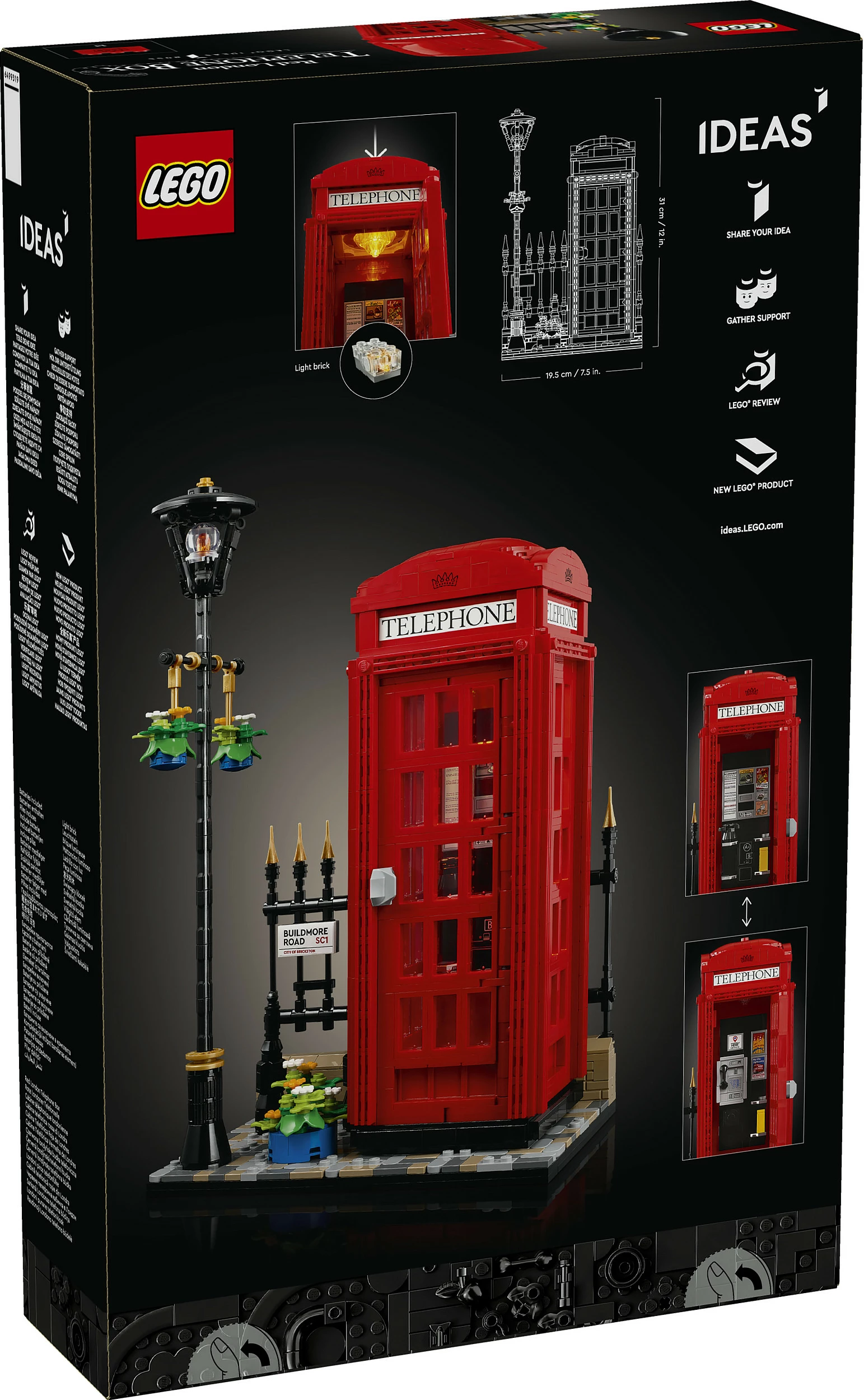 Set ndërtimi LEGO Ideas 21347, Kuti telefonike e kuqe londineze, 1460 pjesë, Multikolor