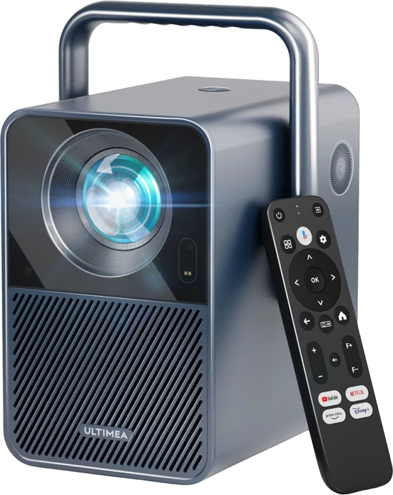 Projektor Ultimea Poseidon E40 1080p Android TV 11, 1000 ANSI, Wi‑Fi, blu e errët, set me telekomandë + kabllo HDMI