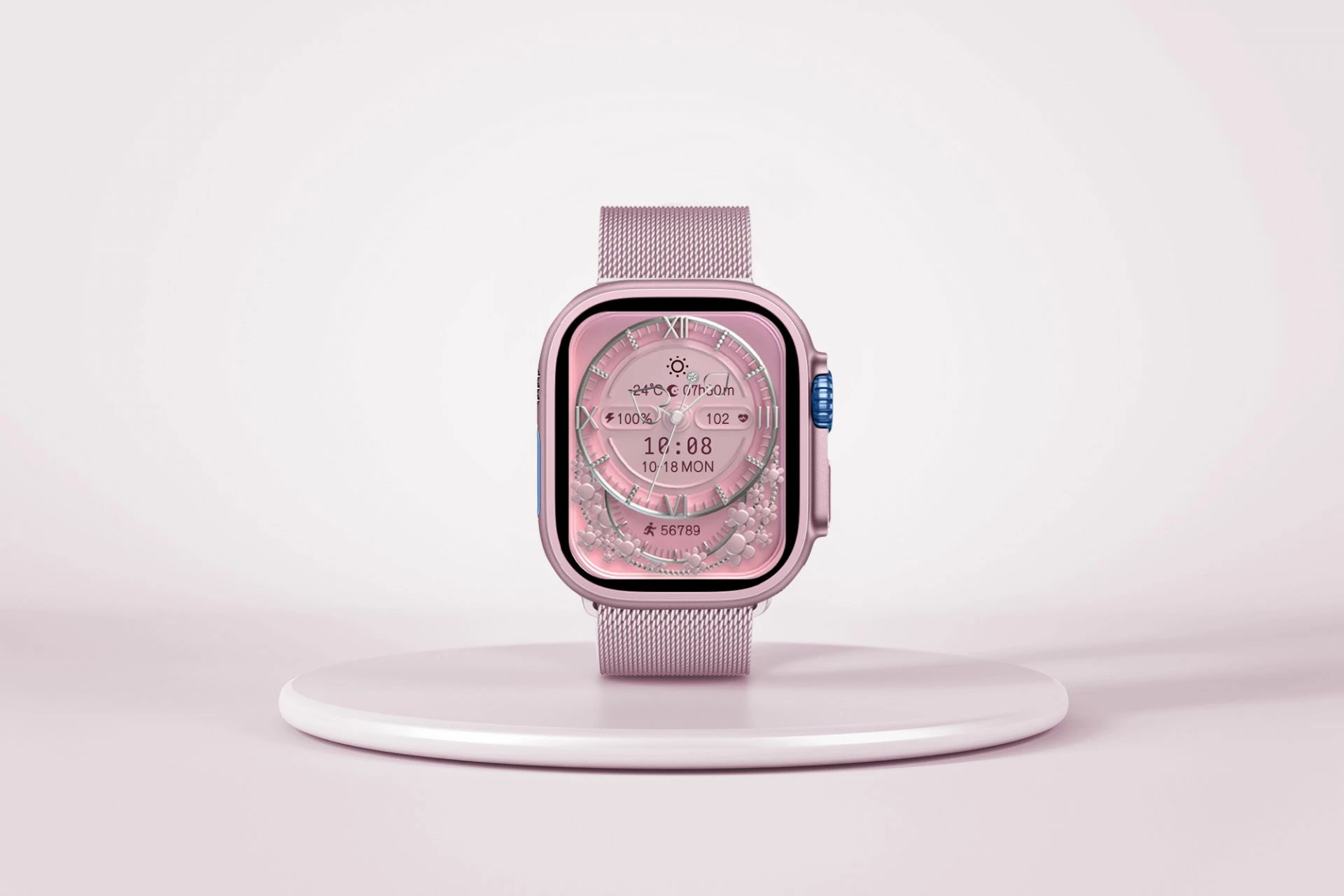 Smartwatch Moye Kronos 4 Mini 1.75\" TFT, IP67, Bluetooth 5.2, rozë, set me 7 rripa