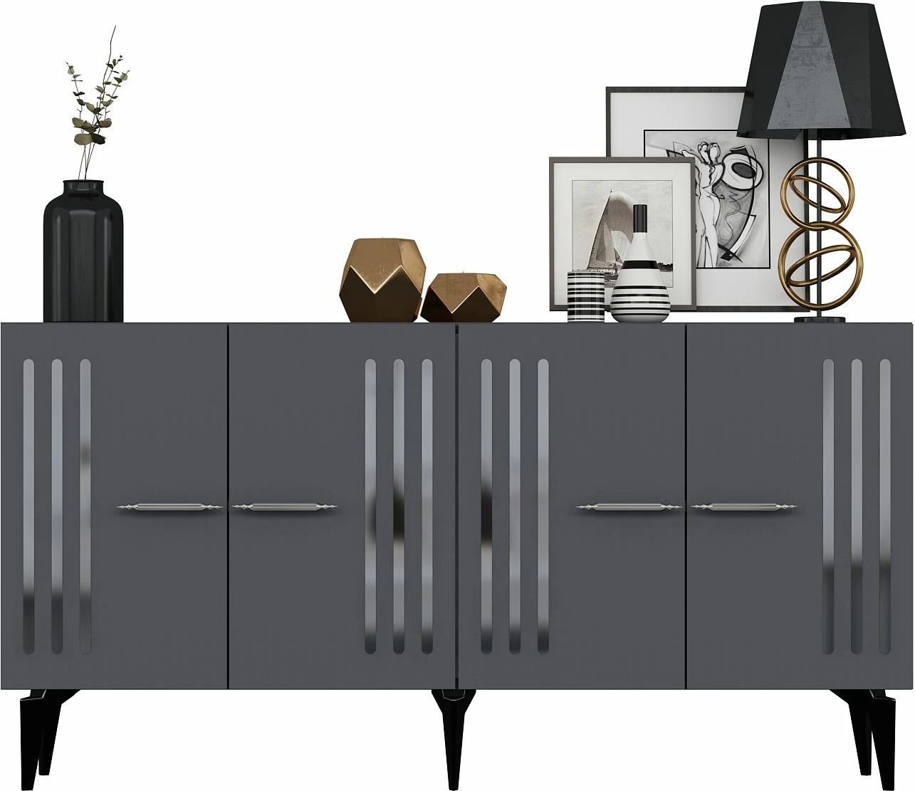 Konsol Skye Decor, anthracite, argjend