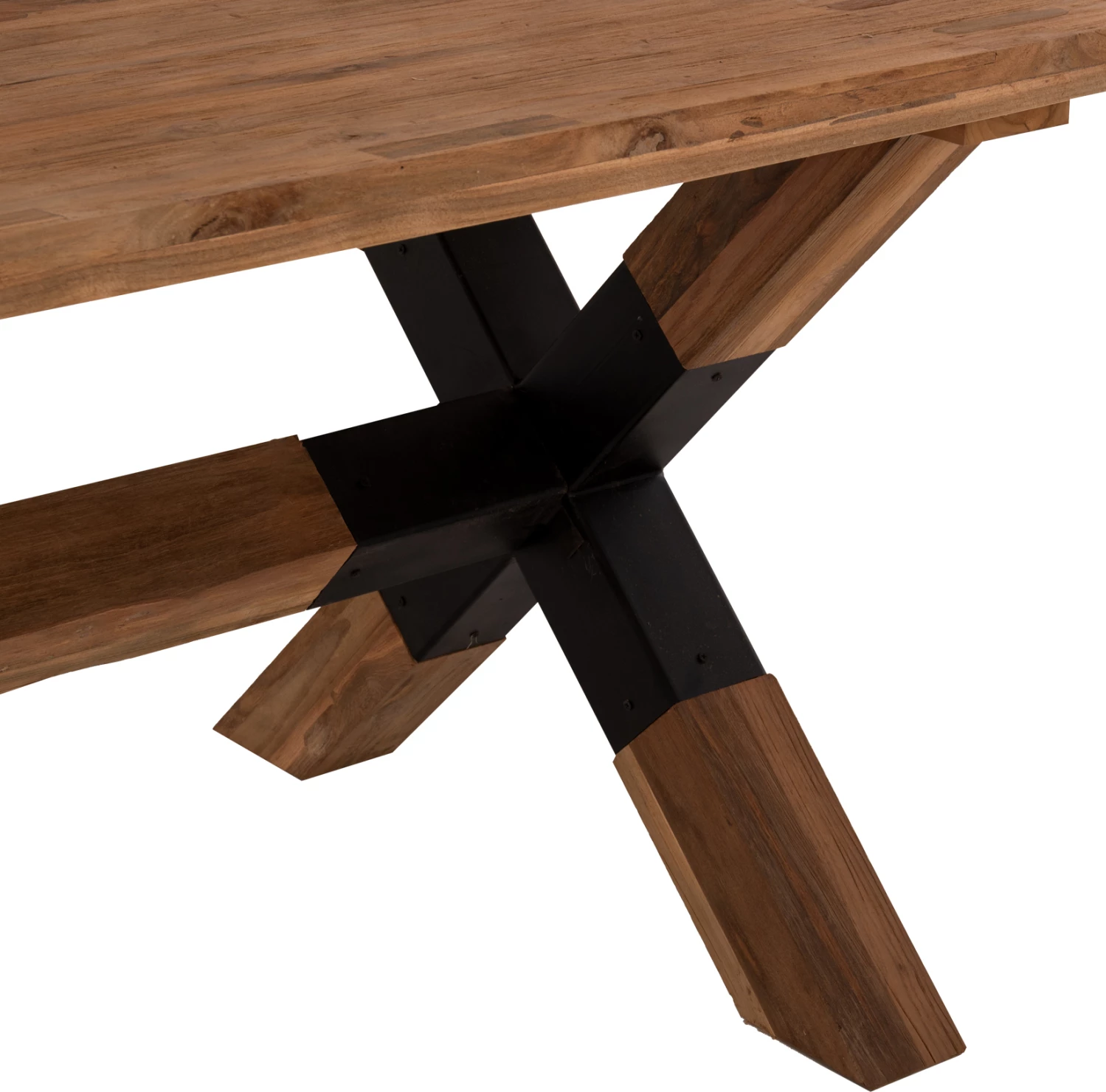 Tavolinë ngrënieje KATTE FH9557 dru TEAK i ricikluar, këmbë metalike, 250x100x78H cm