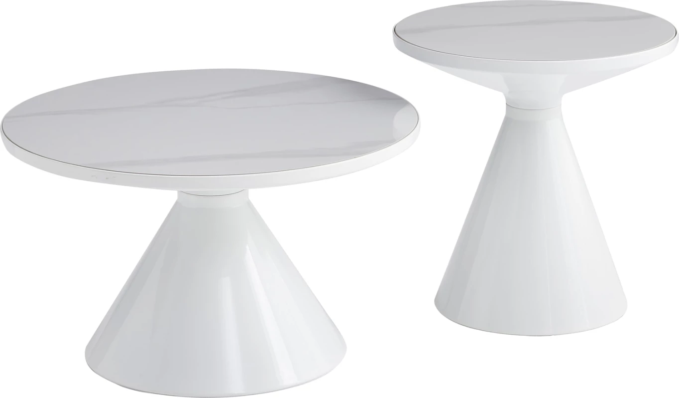 Set 2 tavolina kafeje Lynx, ngjyrë e bardhë, Candeo