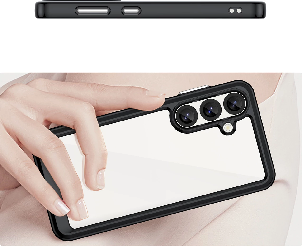 Mbështjellës Hurtel Outer Space Case për Samsung Galaxy S25, TPU/PC, i zi