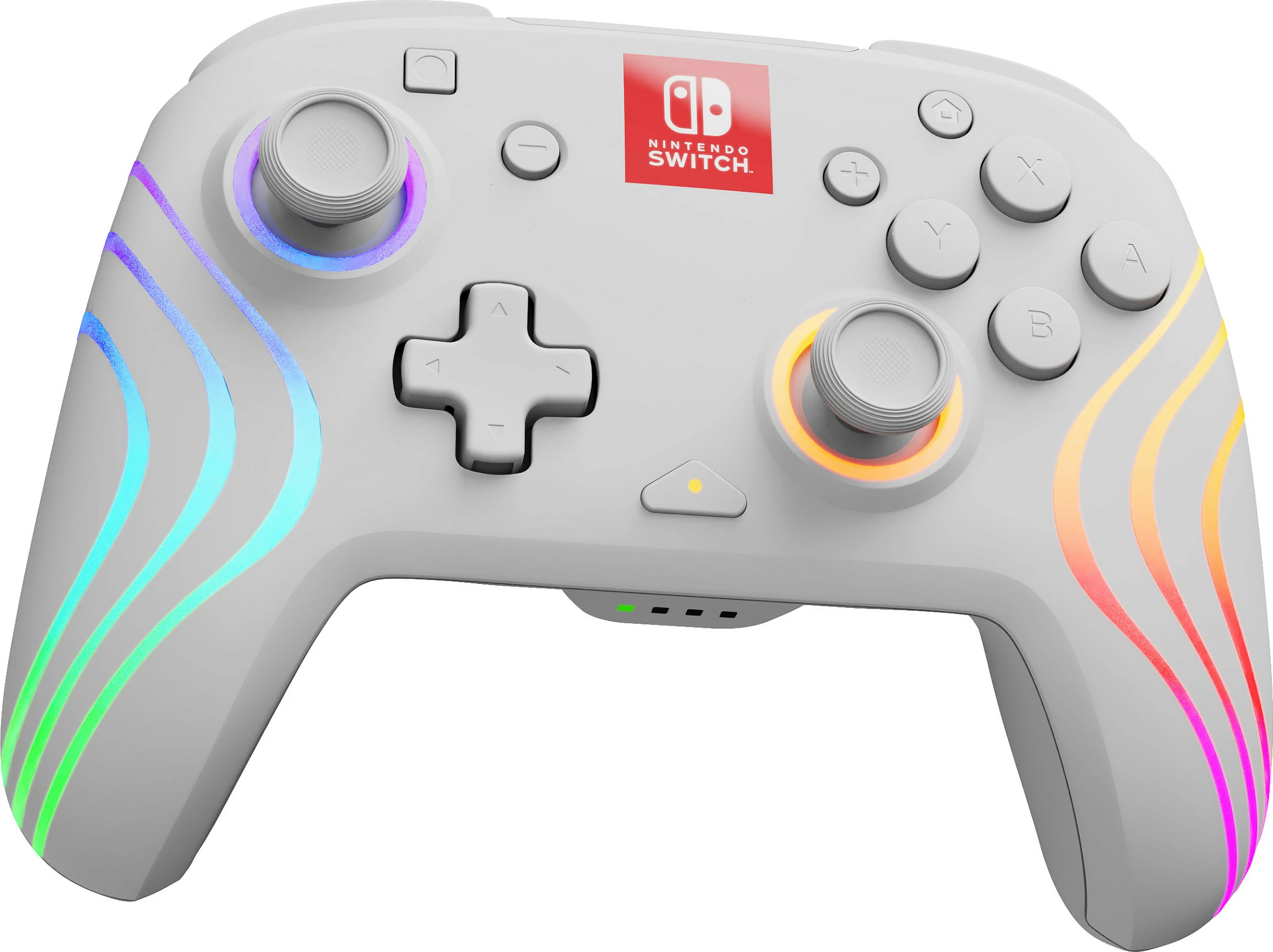 Gamepad PDP Afterglow Wave Wireless për Nintendo Switch/Switch OLED, RGB, i bardhë