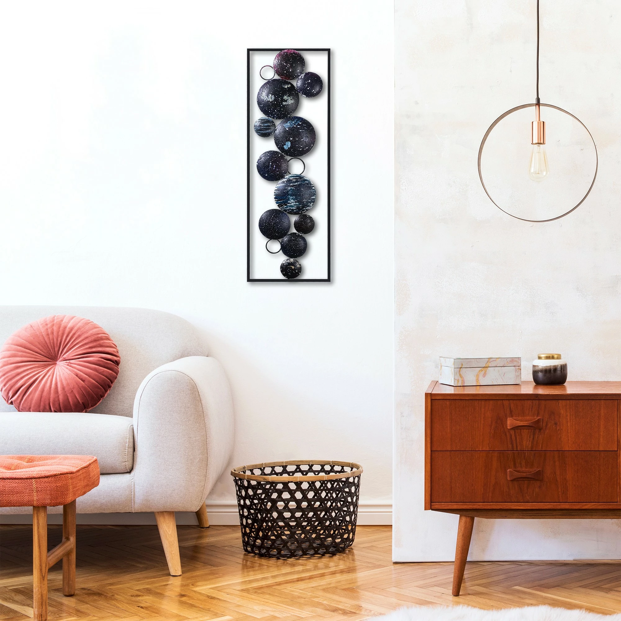 Aksesor dekorativ metalik për mur Wallity, Space, shumëngjyrësh, 90x32cm