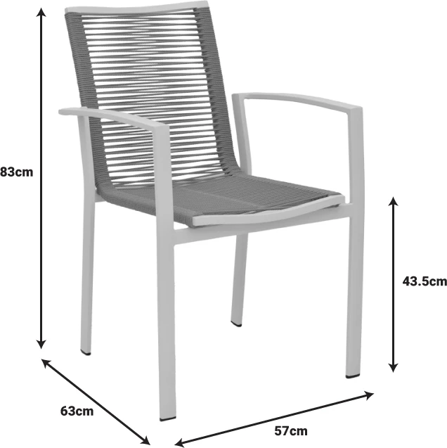 Karrige me krahë, alumini, tekstileni, ngjyrë natyrale, 57x63x83cm