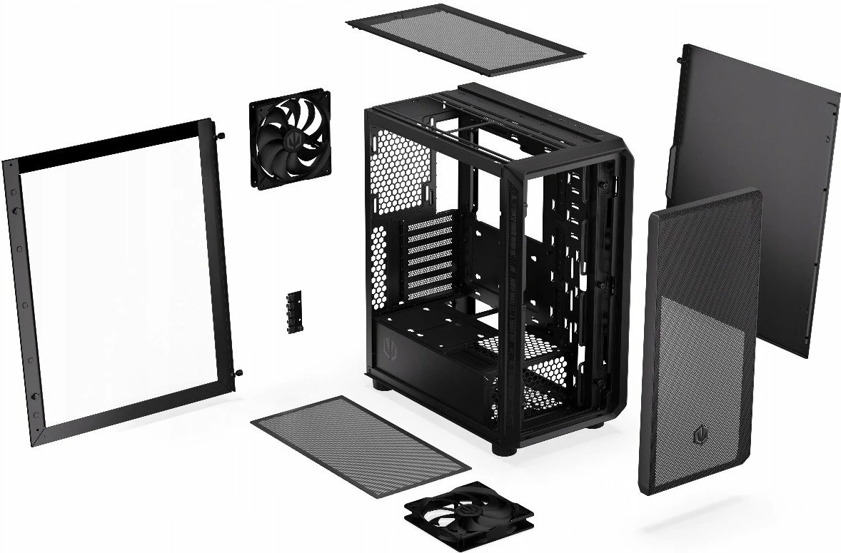 Kasë Endorfy Arx 500 Core EY2A016, Midi Tower ATX/microATX/Mini-ITX, x2 140mm PWM, USB-C, x6 2.5" + x1 3.5", e zezë
