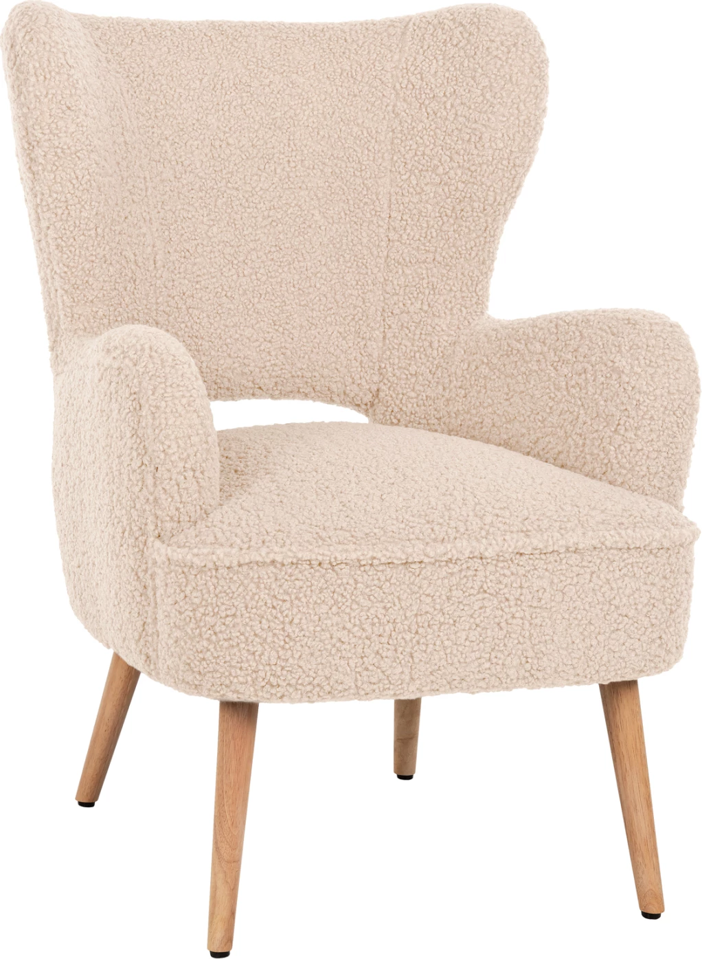 Karrige MYLIE FH8394.23, pëlhurë boucle e bardhë, 66x75x93H cm