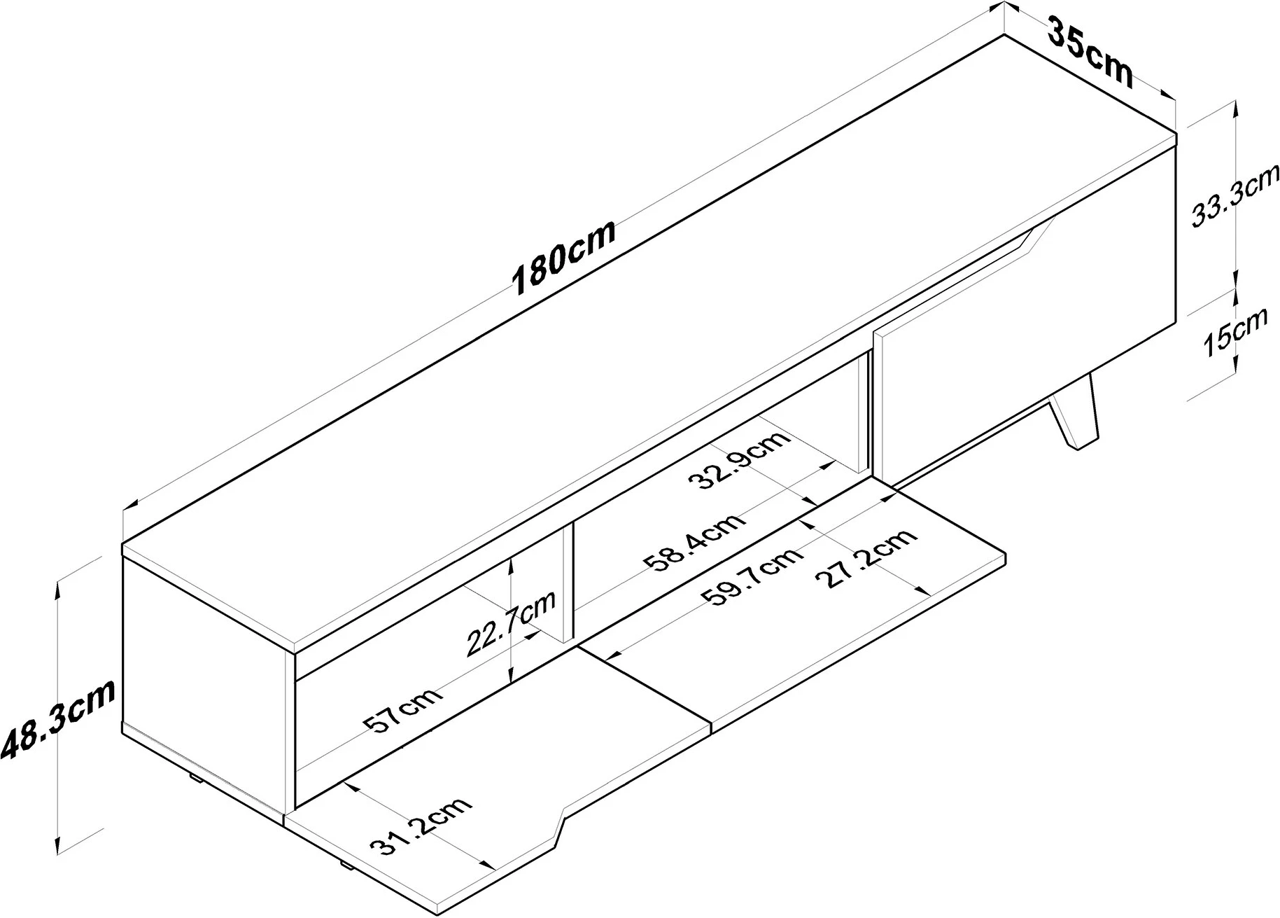 Komodë TV Hanah Home, D1 - 2472, ngjyrë e bardhë dhe arre