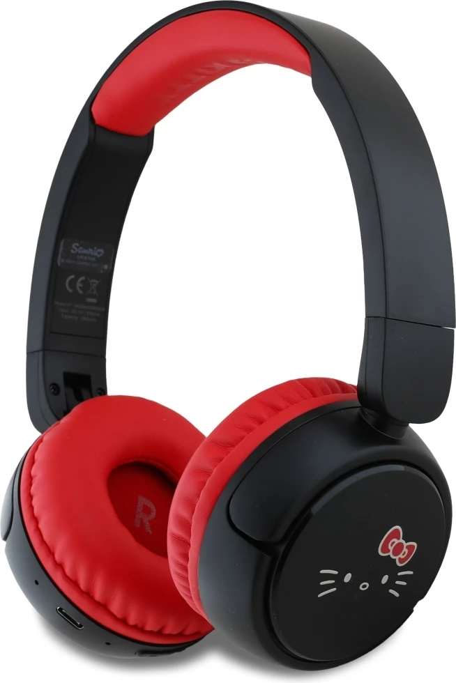 Kufje Bluetooth Hello Kitty Face Logo, on-ear, 30 orë, USB-C, Kuqe