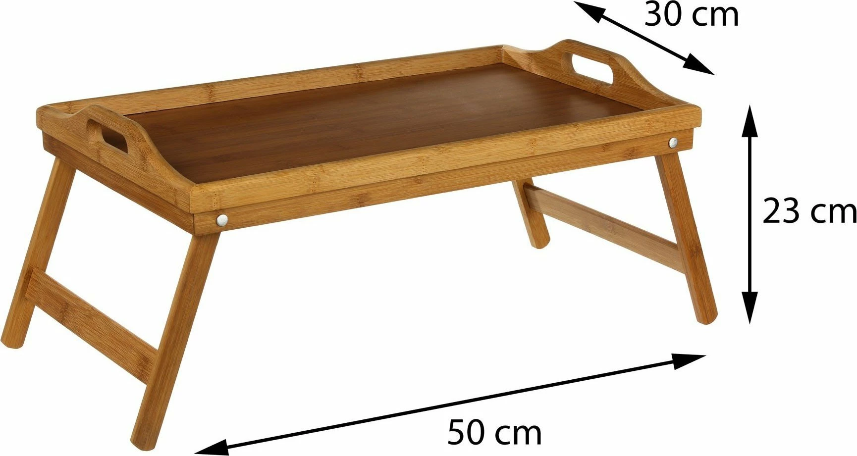 Tabaka mëngjesi 5five, bambu 50x30 cm me këmbë të palosshme dhe doreza, kafe