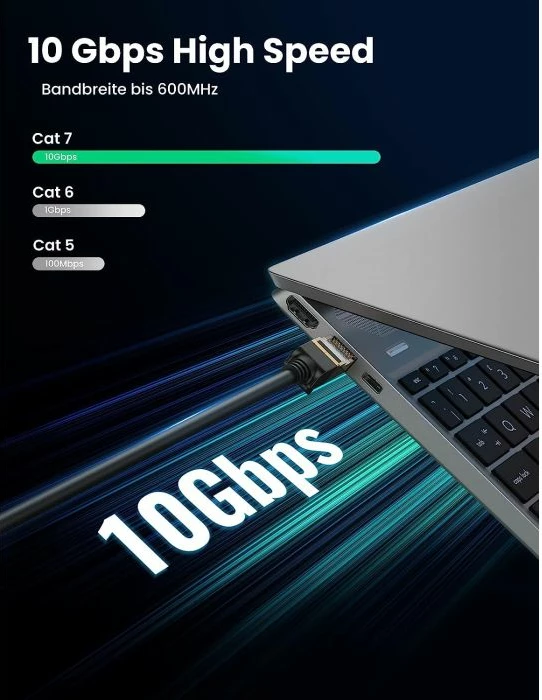 Kabllo rrjeti UGREEN Cat7 MPN 11268, RJ45, 10Gbps, 600MHz, 1m, e zezë