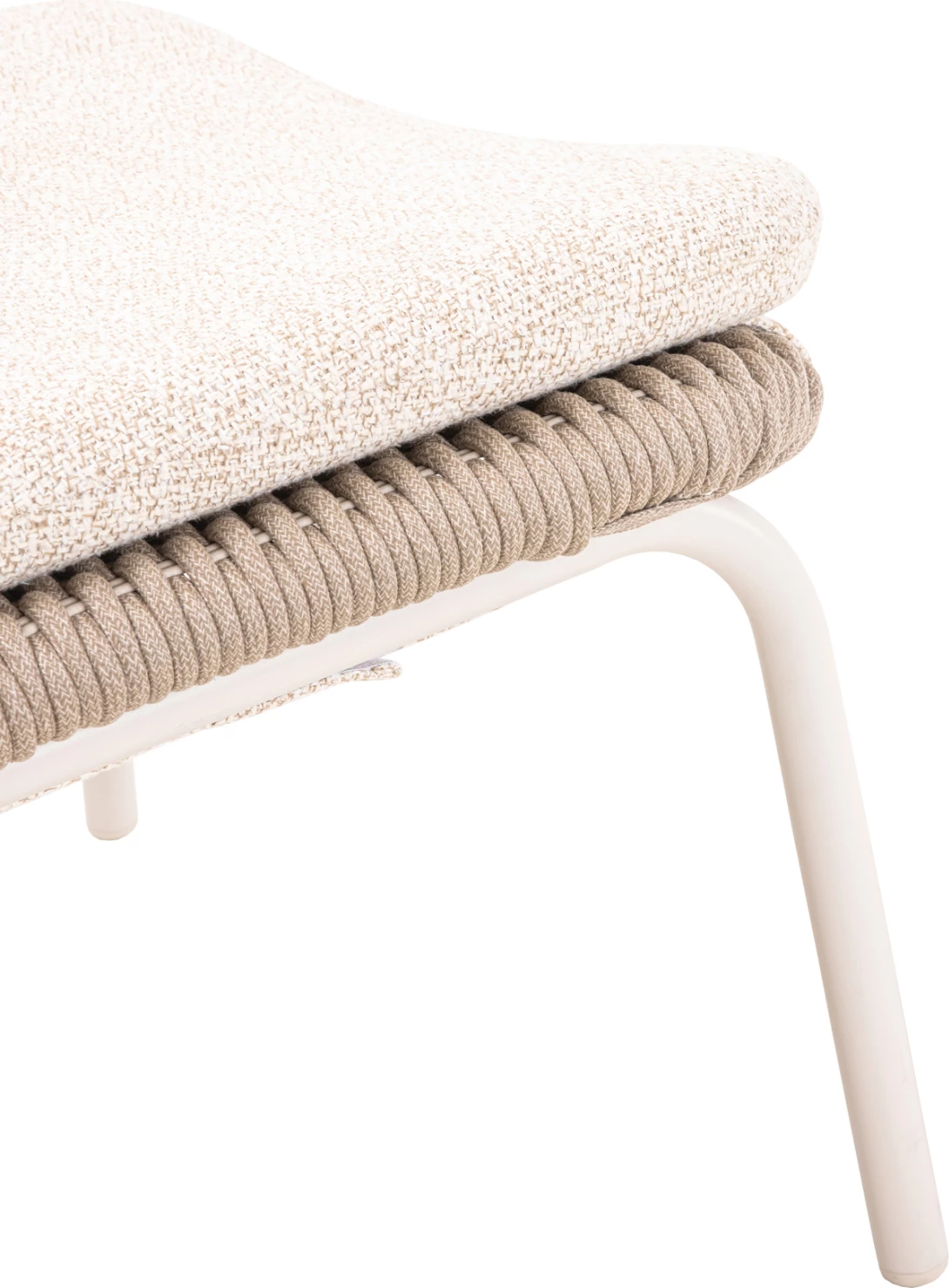 Karrige lounge me këmbështetëse këmbësh Temporal, alumin ngjyrë fildishi, jastëkë bezhë, 83.5x91x115cm